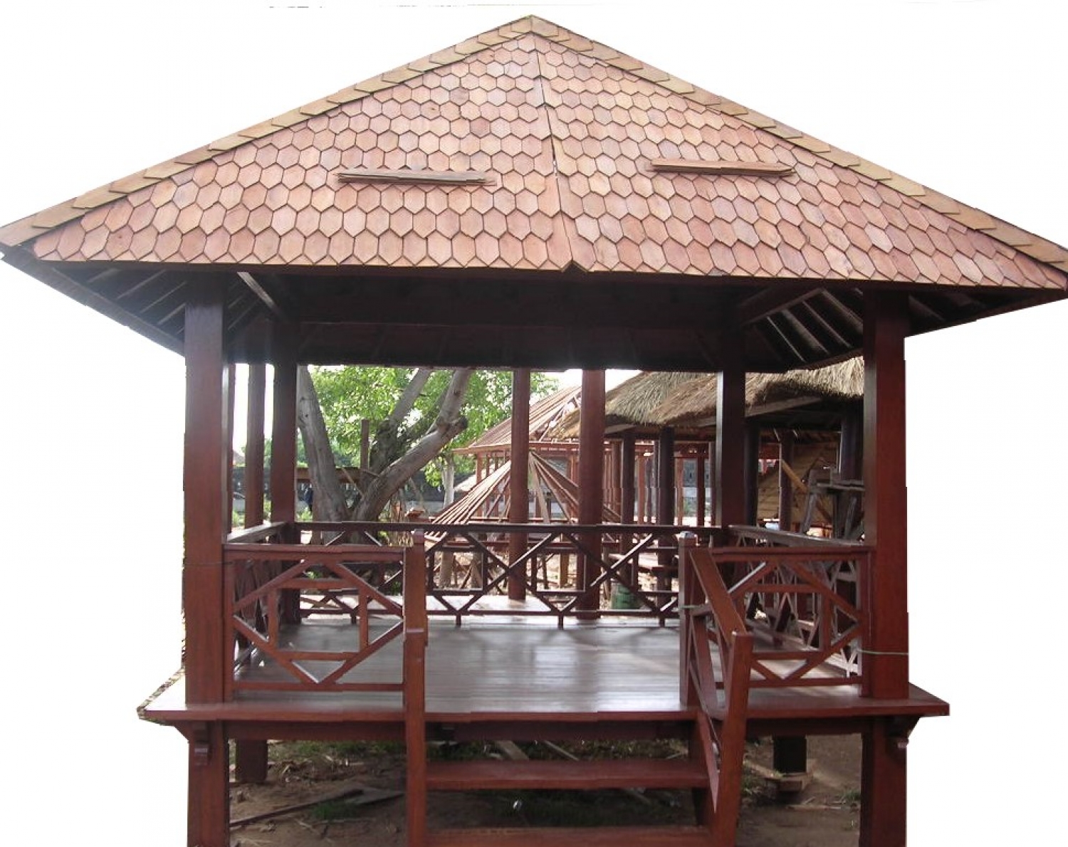 Exclusive Coconut Wood Garden Pavilion With Railing Stairs